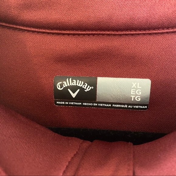 Callaway XL 1/4 Zip Pullover Sweater Men Maroon Golf Shirt - Picture 10 of 13